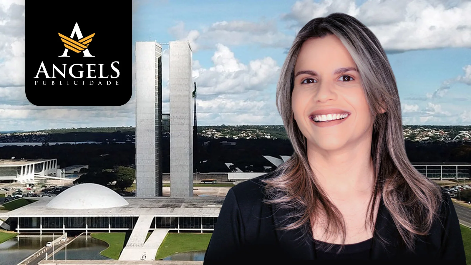 Clarissa Tércio, deputada federal por Pernambuco, com o Congresso Nacional ao fundo